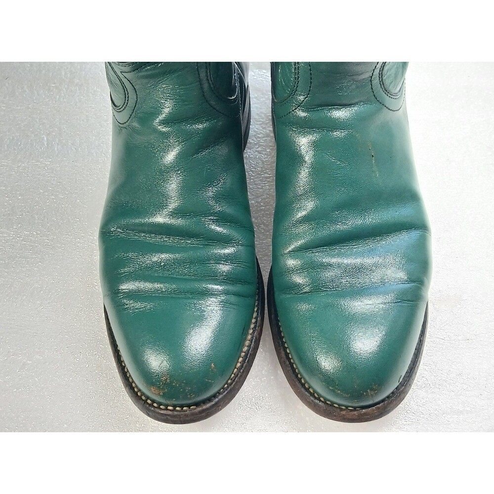 Justin Women's Green Leather Cowboy Boots – Size 4.5 – Made in USA - Picture 11 of 16